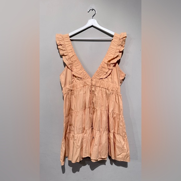 Abercrombie & Fitch Ruffled Plunge V-Neck Tiered Mini Dress Orange XL summer - Picture 8 of 11